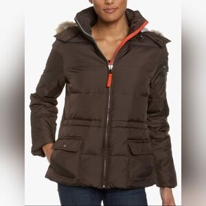 Marc New York 80%Down Dark Brown Puffer Womens Jacket/Fur Hood Medium